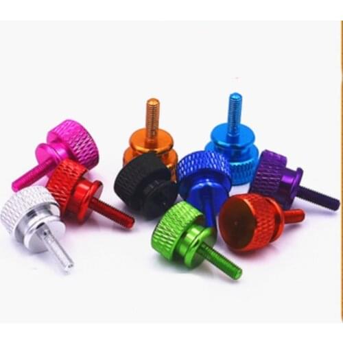 5PCS/LOT M3 M4*6/8/10/12/16/20 Colourful Aluminum Knurled Head Computer Case Screw Hand Tighten Thumb Screws
