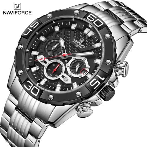 2021 NAVIFORCE Men Watch Top Brand Fashion Business Sports Watches Complete Calendar Waterproof Stainless Steel Wristband Clock