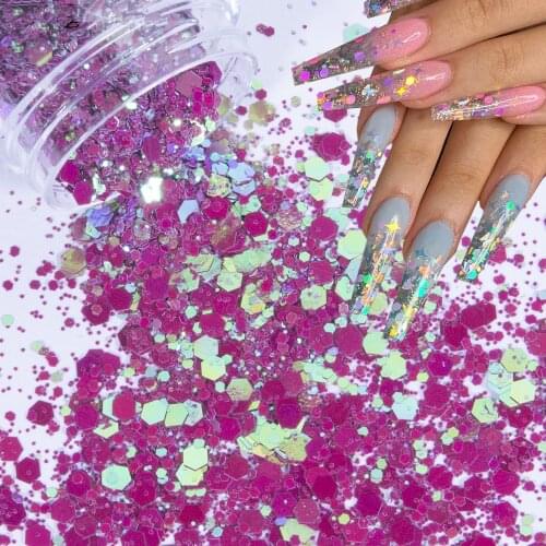 2021 NEW Chameleon Glitter Nail Art Flakes Chunky Glitters Shift Pink Color Paillette Nail Sequins Manicure Makeup Accessories