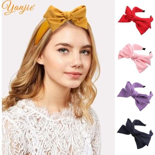 2021 Hot-sale Textured Tied Hair Bow Fabric Covered Women Headband Hair Style Handmade Hair Accessories Hairband For Girl
