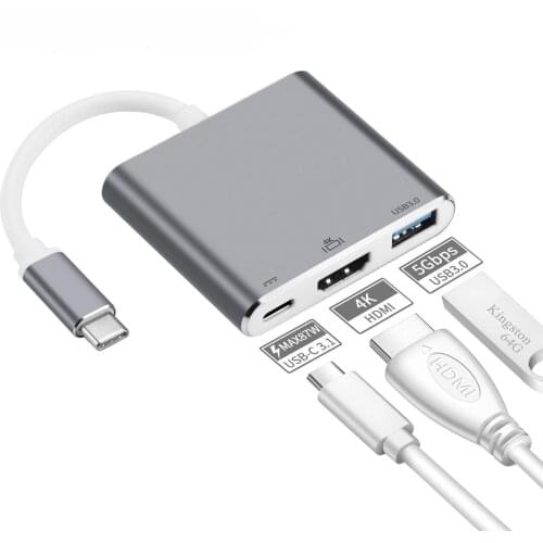 USB 3.1 Type-C to HDMI USB PD Charging 3 in 1 Laptop Phone Docking Station Converter