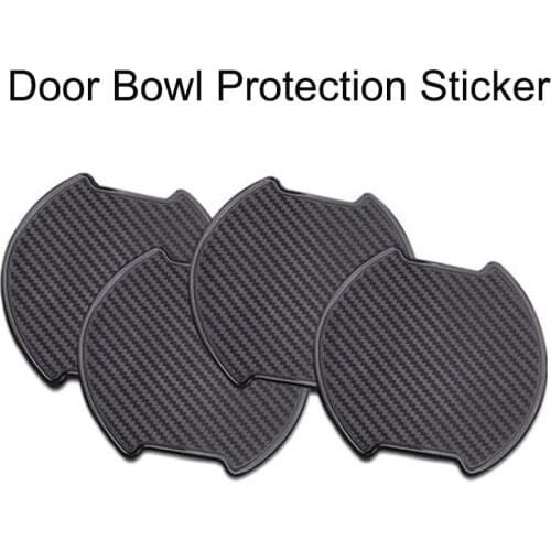4PCS TPU Carbon Fiber Style Outer Door Bowl Sticker Car Decoration Protective Auto Accessories