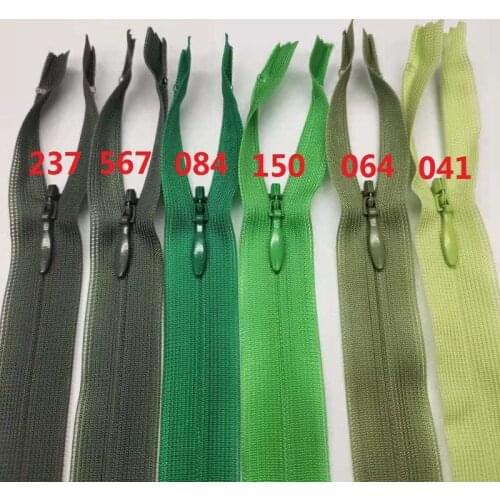 50pcs/lot 2# Ykk Invisible Zipper Close End Lace Green Skirt Wedding Dress Shirt Home Textile Tailor Sewing Accessories