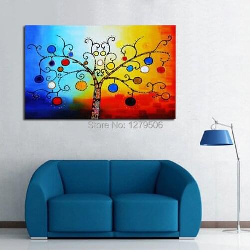 Handmade Abstract Art Oil Painting On Canvas Wishes Tree For Living Room Decor Hang Group Of Paintings