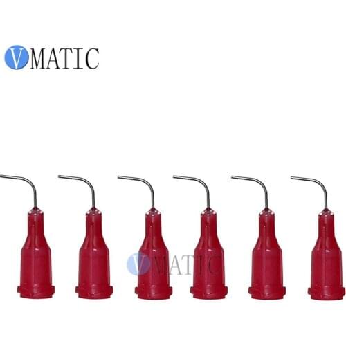 Free Shipping 25G Red 0.5'' Tube 90 Degree Bend Bent Dispensing Needle Tips Blunt End Stainless Steel Dispenser Needle 1/2 Inch