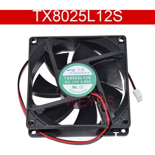 FOR TX8025L12S 12V 0.08A 80*80*25 8 cm super silent two lines radiating fan