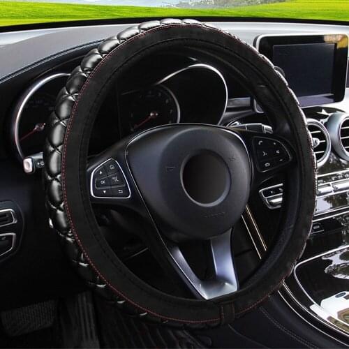 37-38CM Diameter Car-styling Steering Wheel Cover Car Interior Accessories PU Leather Crystal Crown Steering Covers