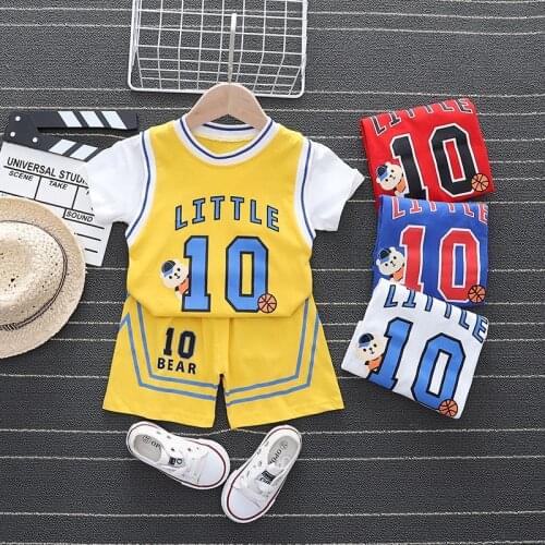 0-4Years Infant Baby Boys Fashion Sport Clothes Set Kids Girls Letter Cartoon Patchwork T-shirt +Shorts Toddler Clothing Suits