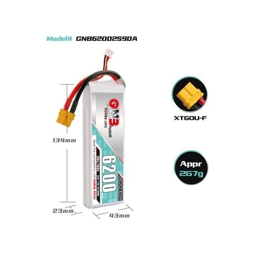 Gaoneng GNB 6200MAH 90C/180C 2/3/4/5/6/8S RC1:8 Outgoing Cable FPV Lipo Battery XT60/T Plug Hard Shell Off-road Car Batteries