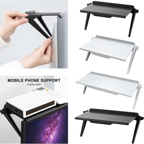 TV and Monitor Top Shelf Mounting Bracket with 12 inch Wide Padded Platform Rotary Clamp Holds Speakers, Streaming Devices