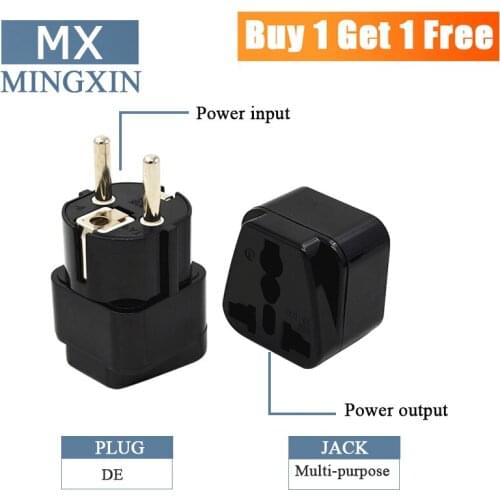 Buy one get one free Universal travel plug Germany France Europe ac power adapter adaptor plug socket Multi-function jack