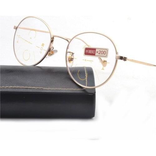 MINCL/Round multi focus glasses progressive resin lens distance dual progressive multifocal glasses Mens reading glasses NX