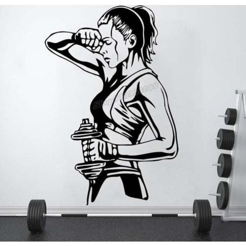 Gym Wall Decal Workout Athletic Gym Muscle Logo Fitness Beast Barbell Bodybuilding Healthy Wall Sticker Vinyl Room Decor B210