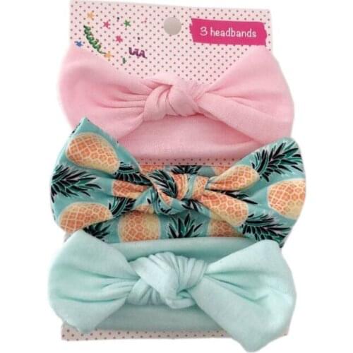 Pure Cotton Baby Bows Headband 3pcs/pack Knotted Cross Hairbands Printed Dots Fruits Hair Hoop Turban Girls Hair Accessories