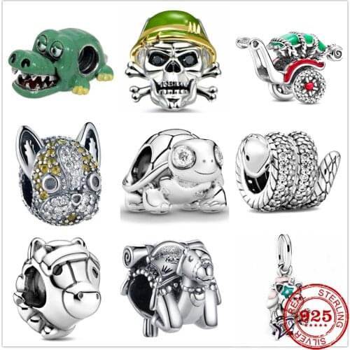 New original 925 silver bracelet charm unicorn snake horse crocodile beads fit Pandora charm bracelet DIY jewelry gift for woman