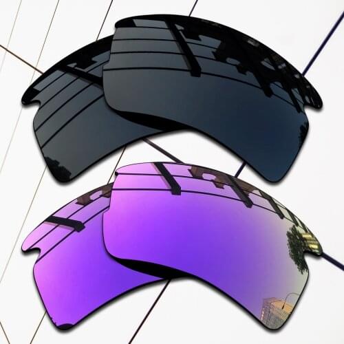 E.O.S 2 Pairs Black & Purple Polarized Replacement Lenses for Oakley Flak 2.0 Asian Fit OO9271 Sunglasses