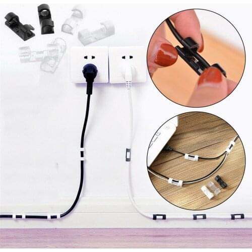 16/20PC Self Stick Wire Organizer Line Cable Clip Buckle Clips Clamp Table Wall Fixer Fastener Holder Data Telephone Line Winder