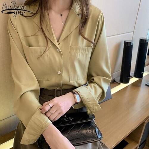 Casual Plus Size Women Tops Blouse Fashion 2021 Long Sleeve Blouse Loose Solid Blusas Notched Shirts Office Lady Clothing 8875