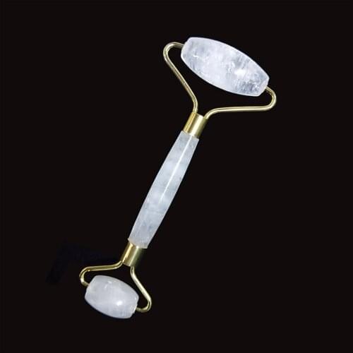 Natural White Crystal Jade Roller Slimming Face Massager Lifting Tool Topaz Roller Facial Massage Crystal Stone With Box