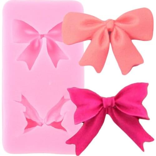 Bow Ribbon Silicone Molds Cupcake Topper Fondant Cake Decorating Tools Gumpaste Chocolate Candy Clay Mold Kitchen Baking Moulds