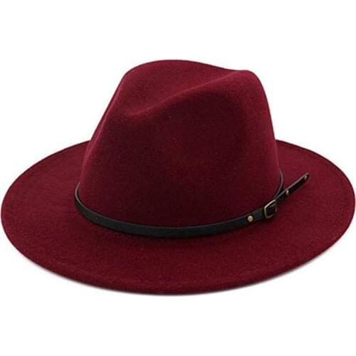 Caps Vintage Solid Color Felt Wide Brim Bowler Fedora Hat Winter Floppy Women Cap