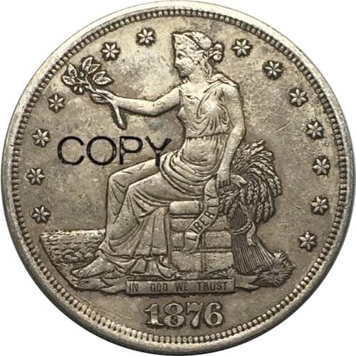 United States Of America 1876 S In God We Trust 90% Silver Trade Dollar High Copy Coins