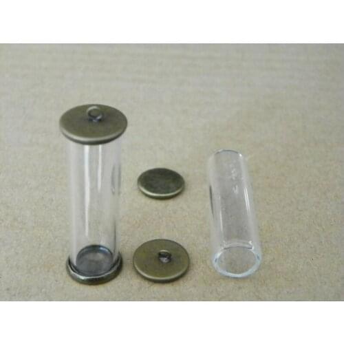 40x12mm Tube shap glass globe with bronze color ring base no filler glass globe diy pendant