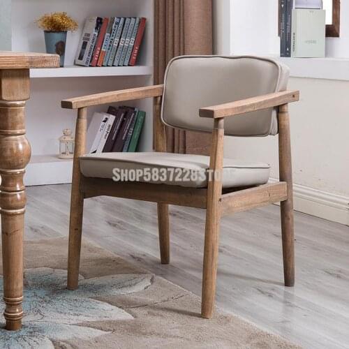Solid Wood Dining Chair Makeup Chair Family Dining Chair Back Simple Desk Stool Nordic Study Armchair Single Chair