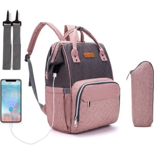 USB Fashion Mummy Maternity Nappy Bag Large Capacity Nappy Bag Travel Backpack Nursing Bag for Baby Care