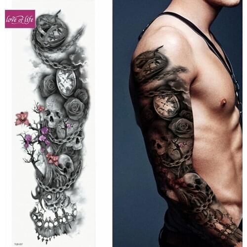 Temporary Tattoos Full Arm and Leg Long Sleeve Tattoo Body Art - For Adults and Teens (Dark)