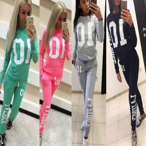 2021 new autumn and winter printed letter 10 Sweatshirt pants suit womens street casual sportswear