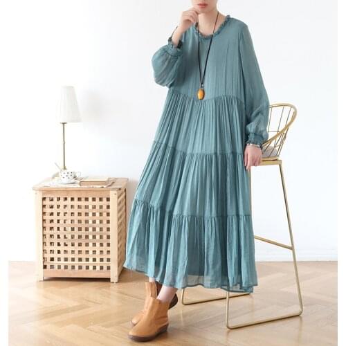 Large size dress with belly covering temperament 2021 new spring Korean loose and slim high waist dress210414