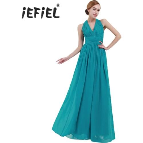 IEFiEL Hot Women Formal Party Dresses V Neck Sleeve Long Dress 2017 Vestido De Festa Chiffon Weeding Special Occasion Dresses