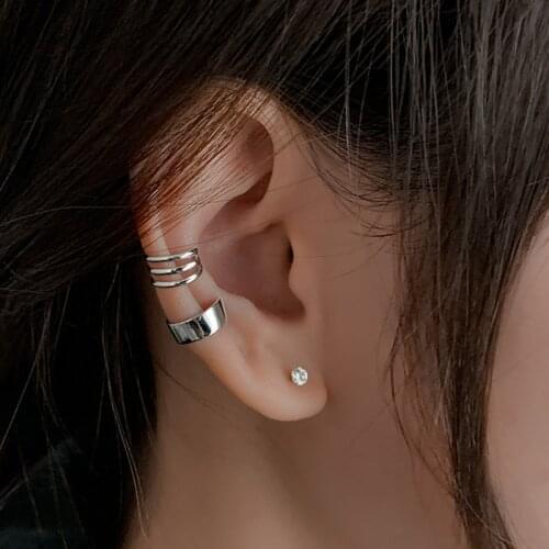1 PCS 925 Sterling Silver Multilayer Ear Cuff Women Clip Earrings No Piercing Party Jewelry Prevent Allergy EH264