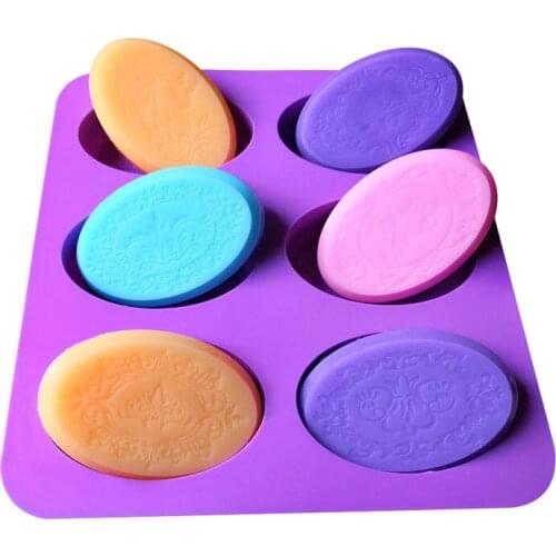 1pcs Six-Holes Ellipse Shape (xj1111) Silicone Handmade Soap/Cake Mold Crafts DIY Mold