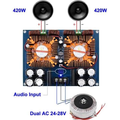 2*420W TDA8954TH Class AD Power Stage Audio Amplifier Board Dual Channels Stereo Home Theater Amp