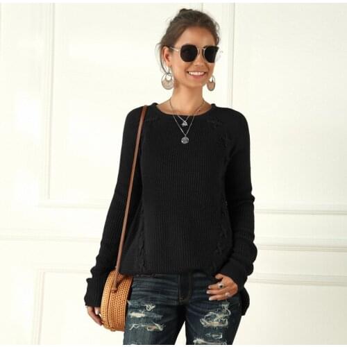 2021 hot sale fall/winter pullover sweater European and American plus size womens irregular drawstring long sleeve sweater