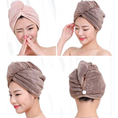 23*60cm 1 Pc Quick Dry Towels Microfiber Fabric Dry Hair Hat Shower Cap Lady Turban Bath Towel Absorbent