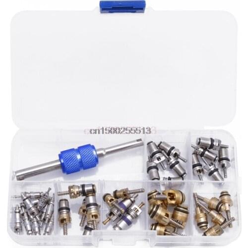 39Pcs R12 R134A Car Air Conditioning A/C Tire Valve Stem Core Remover Tool Kit