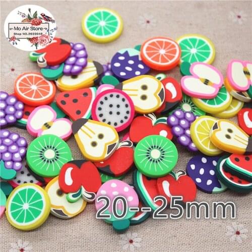 Mix fruit slice 20PCS 25mm polymer clay Flatback Cabochon Miniature Food Art Supply Decoration Charm Craft