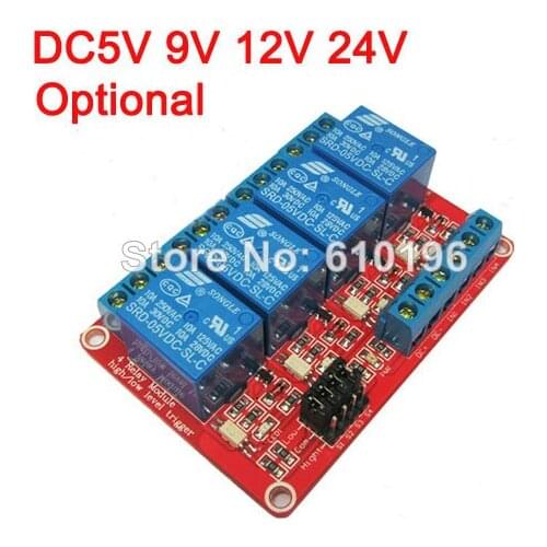5V 12V 24V 4 Channel Relay Module With Optical Coupling Isolation High and Low Level Trigger