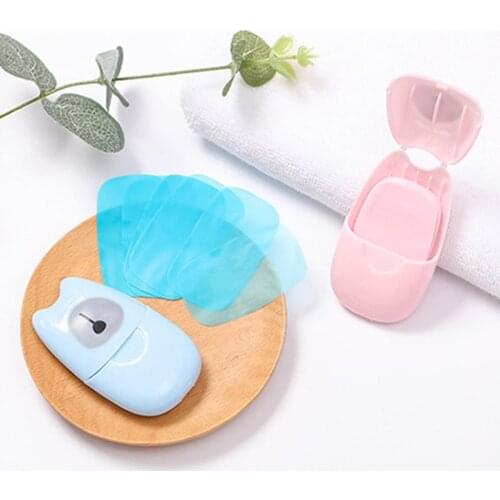 50PCS Disposable Mini Travel Soap Case Paper Washing Hand Bath Cleaning Portable Boxed Foaming Soap Paper Scented Sheets