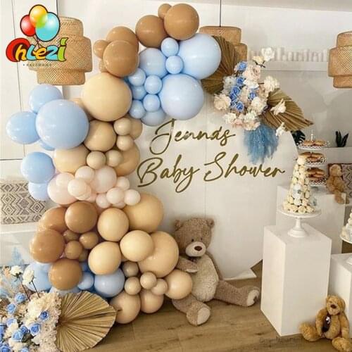 87pcs Coffee Brown Balloons Garland Kit Macaron Blue Skin Color Latex Ballon Arch Baby Shower Birthday Wedding Party Decoration