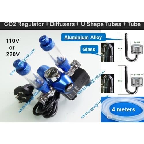 Aquarium DICI CO2 Regulator, DC02-06, Solenoid Check Valve, Speed control Valve, double bubble counters, Cylinders Pressure