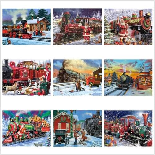 Cartoon 5D DIY Diamond Painting Christmas Full Square Rhinestone Diamond Mosaic Santa Claus Train Diamond Embroidery Home Decor