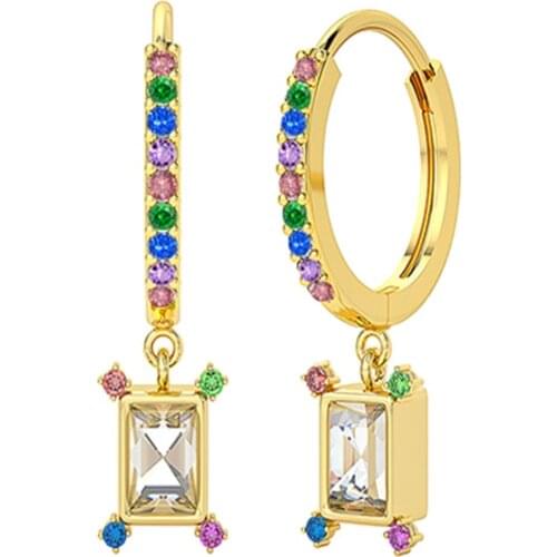 CANNER Rectangle Pendants Earrings For Women 925 Sterling Silver Earring Dangle Piercing Oreille Ear Cuffs Pendientes Oorbellen