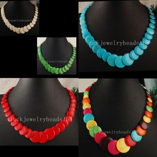Free Shipping Fashion Jewelry Multicolor Howlite Round Beads Necklace 20" 1Pcs WFH184