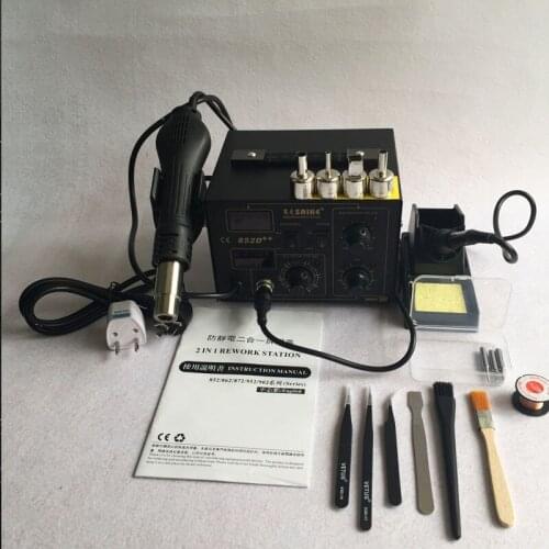 BGA Rework Station Hot Gun Soldering Station 852D++ 2 in 1 220V/110V Iron Solder Soldering Heat Gun + Tools Kit SAIKE 852D
