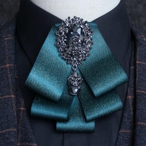 British Men Women Business Wedding Party Necktie Shirt Layer Bow Tie Cravat Elastic Band Ribbon Alloy Crystal Rhinestone Bowtie