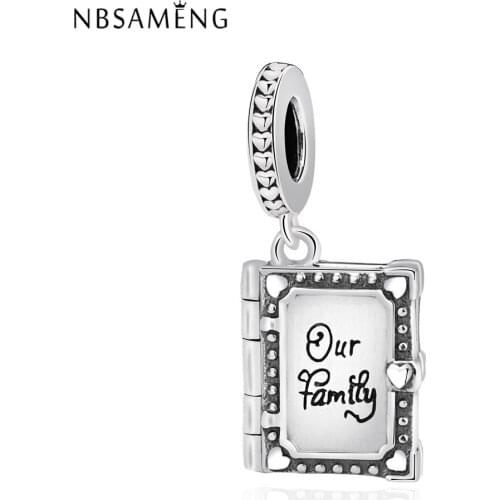 2019 Authentic 925 Sterling Sliver Bead Charms Love Heart Family Book Pendant Charm Beads Fit Bracelet Jewelry Women